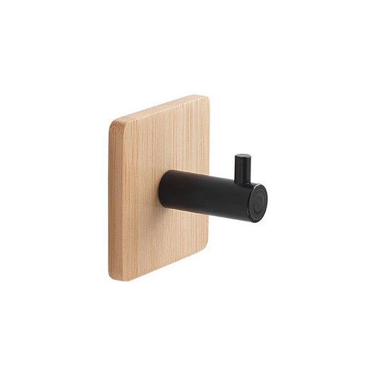 Einzelner Kleiderbügel aus Bambus und Schwarz mit elegantem quadratischem Design.