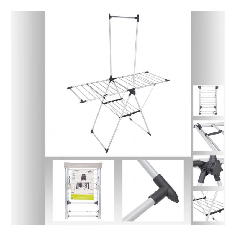 Weißer Wäscheständer SINAI aus Stahl und Polypropylen, 158 x 69,7 x 199 cm