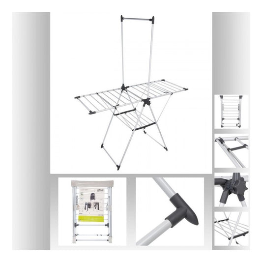 Weißer Wäscheständer SINAI aus Stahl und Polypropylen, 158 x 69,7 x 199 cm