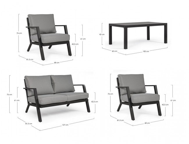 YK13 4-teiliges Garten-Lounge-Set in Anthrazit