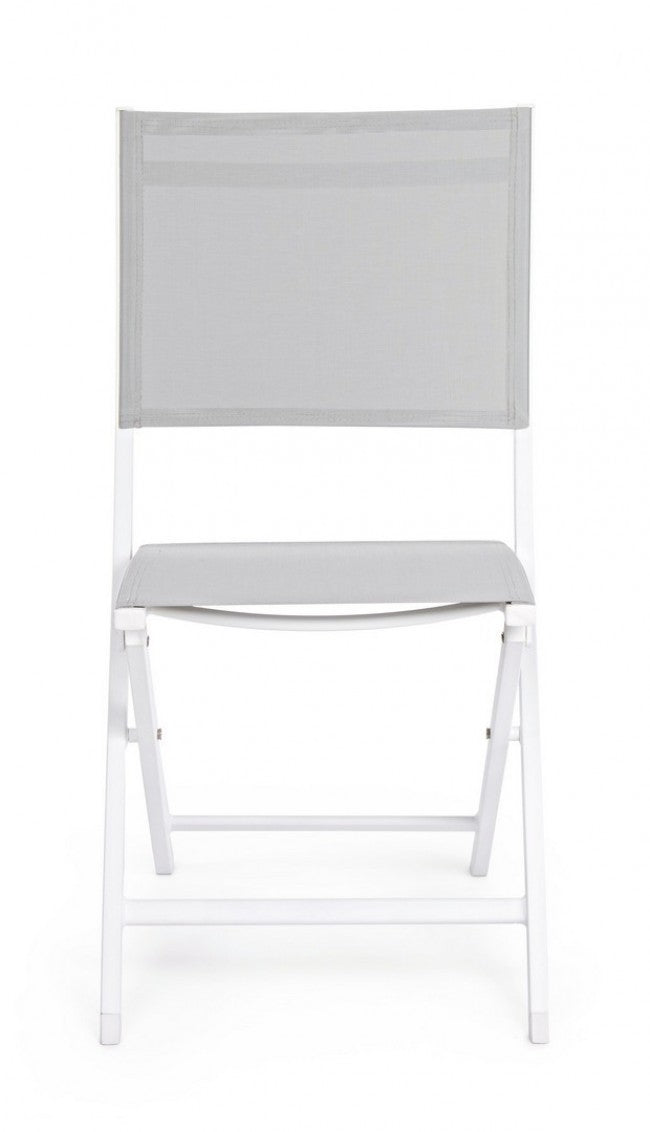 Outdoor-Stuhl aus weißgrauem Aluminium Elin 47X57X H88 cm