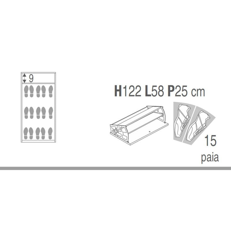 Scarpiera slim rettaspazio drei an einem Bianco-Cenere-Fach 63x29x h127 cm
