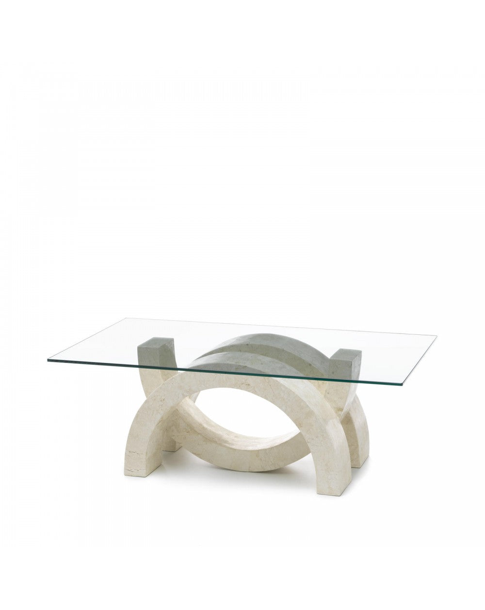 Transparent-beiger Couchtisch 70 cm x 120 cm H. 41 cm