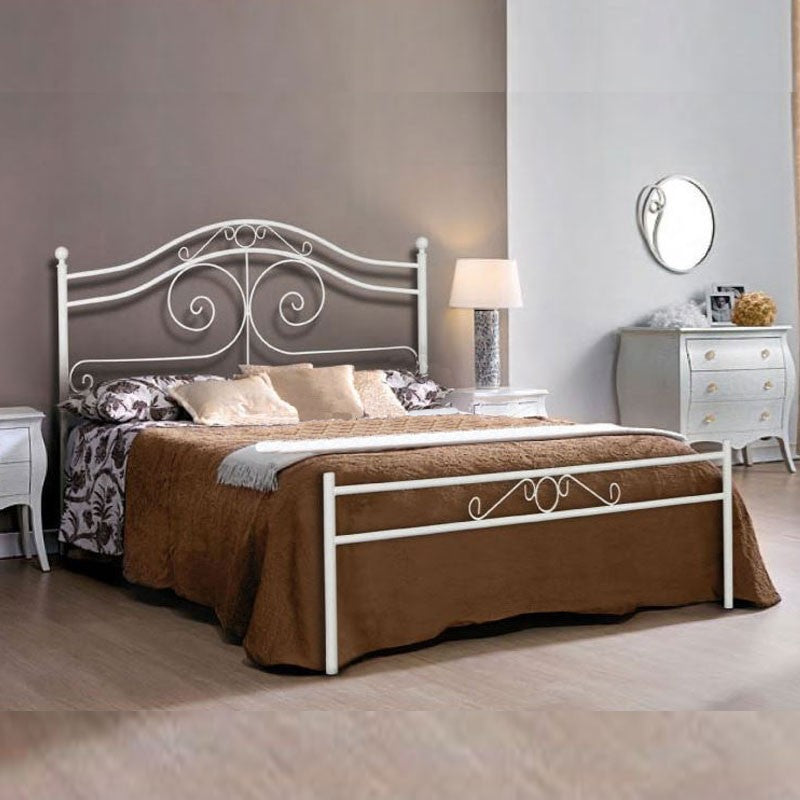 Doppelbett aus mattweißem Schmiedeeisen 170x200xH.138 cm