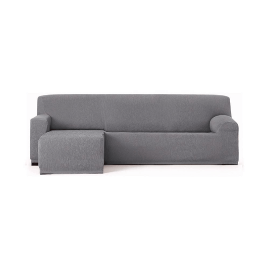 Troya elastischer Sofabezug Halbinsel links grau kurze Armlehne 250/310