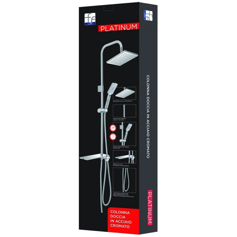 Duschsäulenset aus verchromtem Stahl mit Ablage