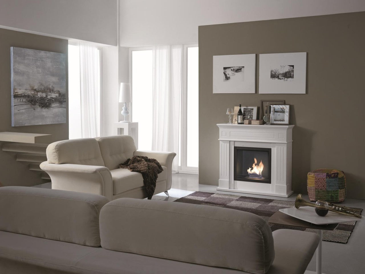 Biocamindesign von weißem Bioethanol-Boden, 102 x 37 x h 110