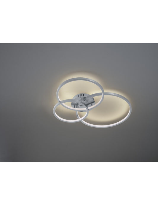 Deckenleuchte 3 LED-Ringe 36 W RGB dimmbar Aaron Nichel Trio Lighting
