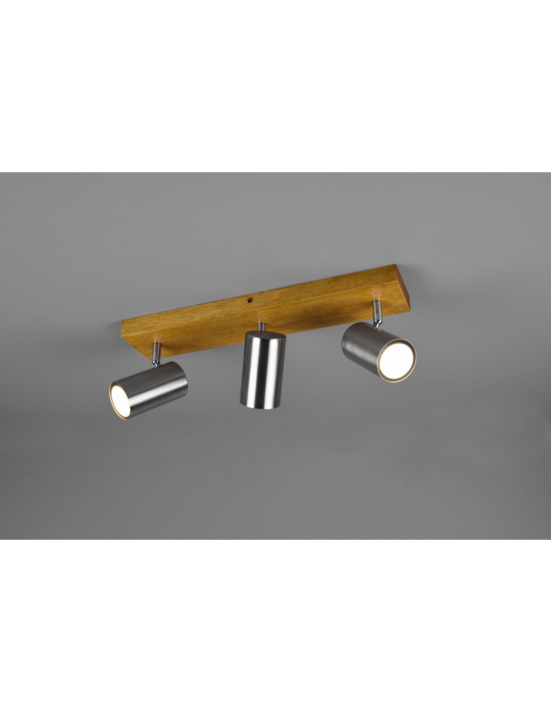 Marley Spotlight 3 Spots GU10 Nickel und Holz L44 cm Trio Lighting