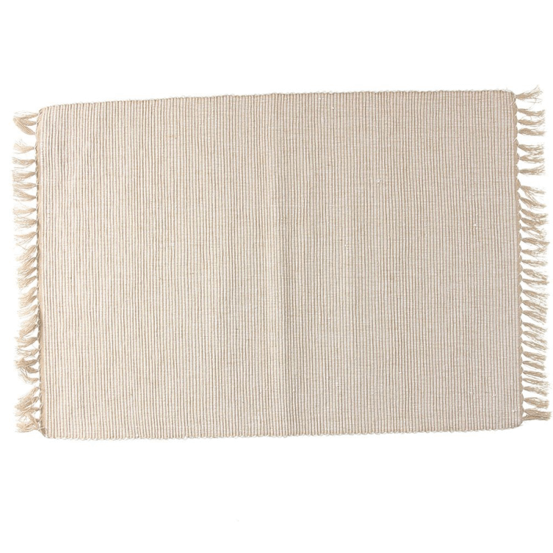 Rechteckiges Tischset 35x50 cm aus beigefarbener Basic Line aus recycelter Baumwolle