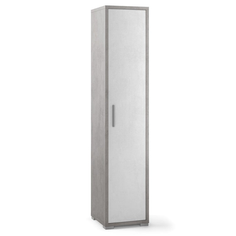Schmaler Mehrzweckschrank aus weißem Zementholz, 39 x 41 x 182 cm
