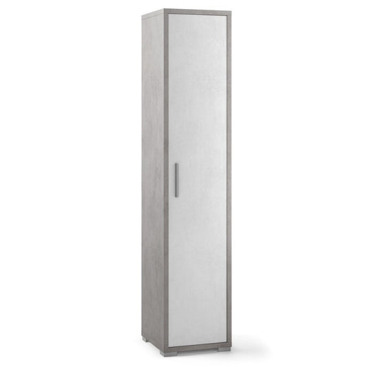 Schmaler Mehrzweckschrank aus weißem Zementholz, 39 x 41 x 182 cm