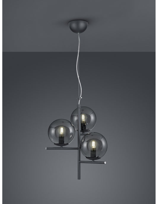 Suspension 3Luci Fumé-Fumé Anthrazit Ø40 cm Pure Trio Lighting