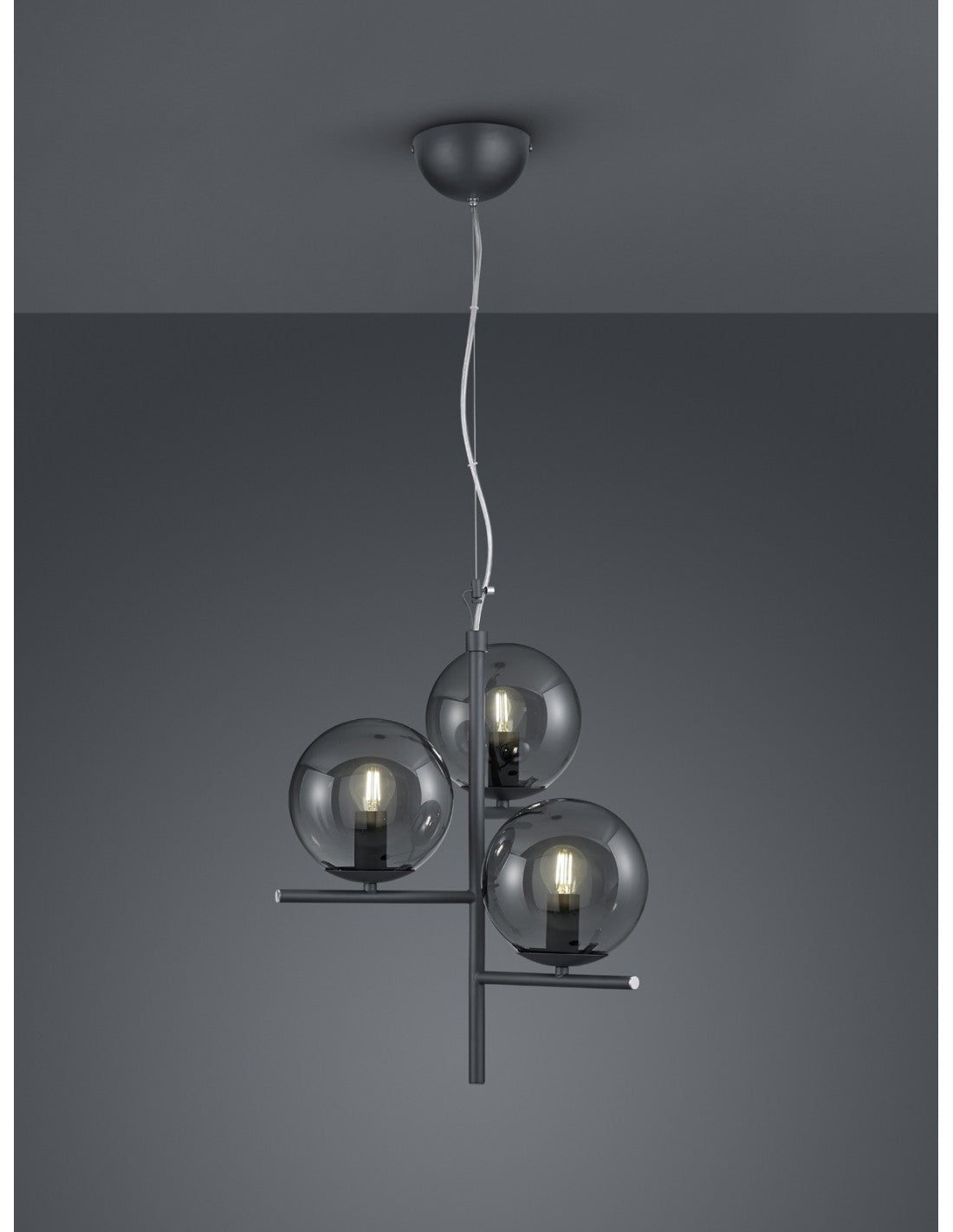Suspension 3Luci Fumé-Fumé Anthrazit Ø40 cm Pure Trio Lighting
