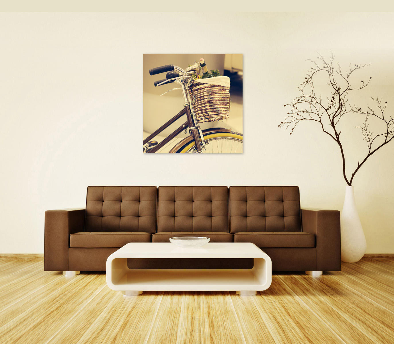 Druck auf Glas 70x70 cm mit mehrfarbiger Leinwand