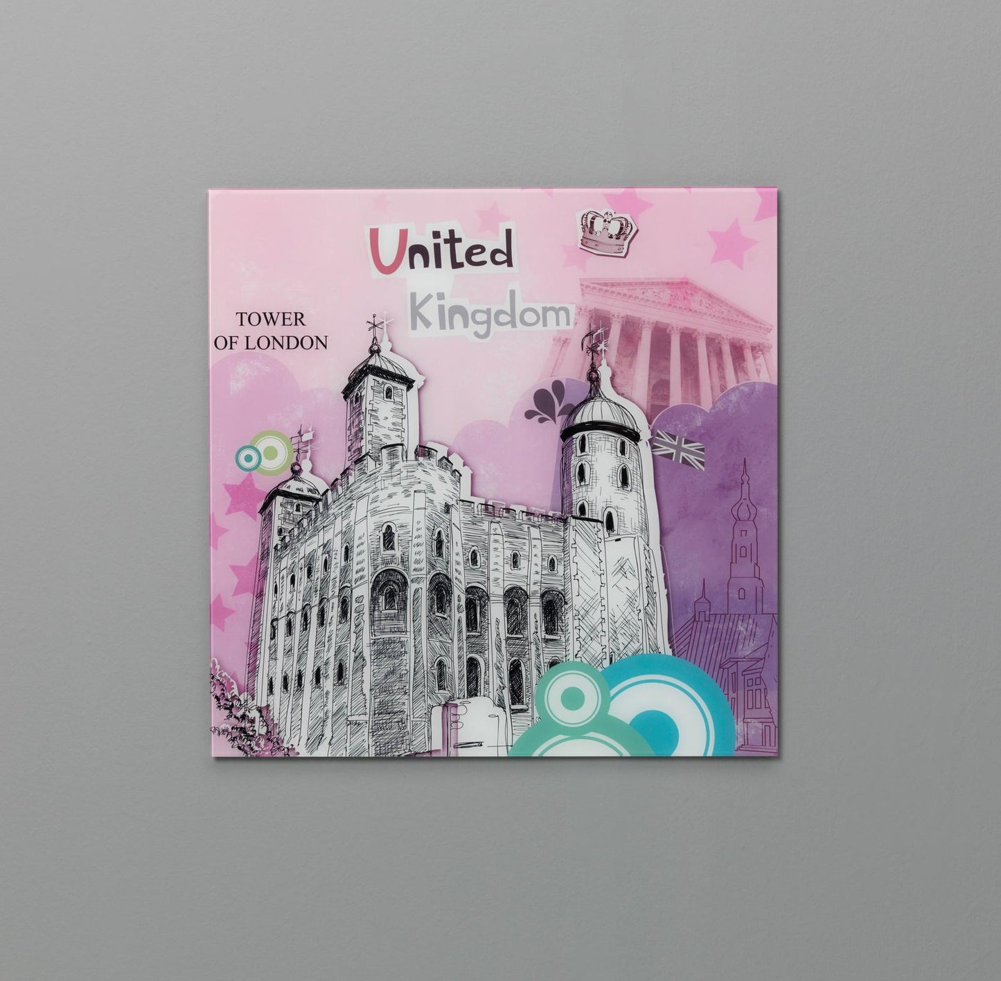 Druck auf Glas 70x70 cm mit mehrfarbiger Leinwand