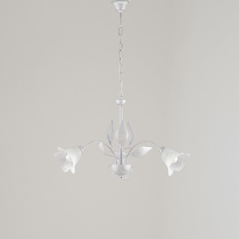 Lampen im Eisen Bianco Silber Silber drei Lichter Alabastro Alabaster Weiße 60x h43 cm