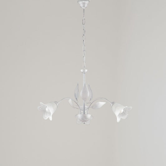 Lampen im Eisen Bianco Silber Silber drei Lichter Alabastro Alabaster Weiße 60x h43 cm