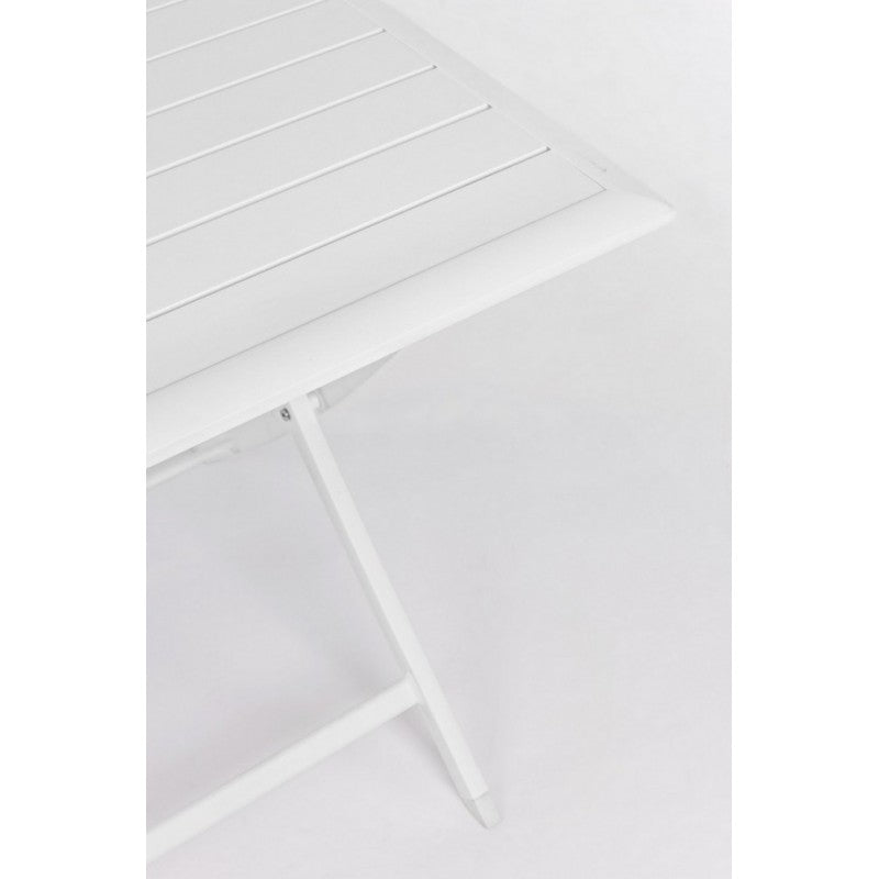 ELIN-Außentisch aus weißem Aluminium, 110 x 70 x 71 cm