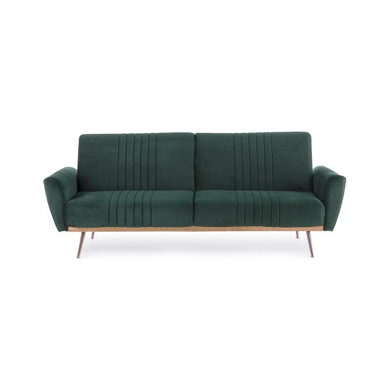 Dreisitzer Samt Schlafsofa Dunkelgrün JOHNNY 210x83x h85 cm