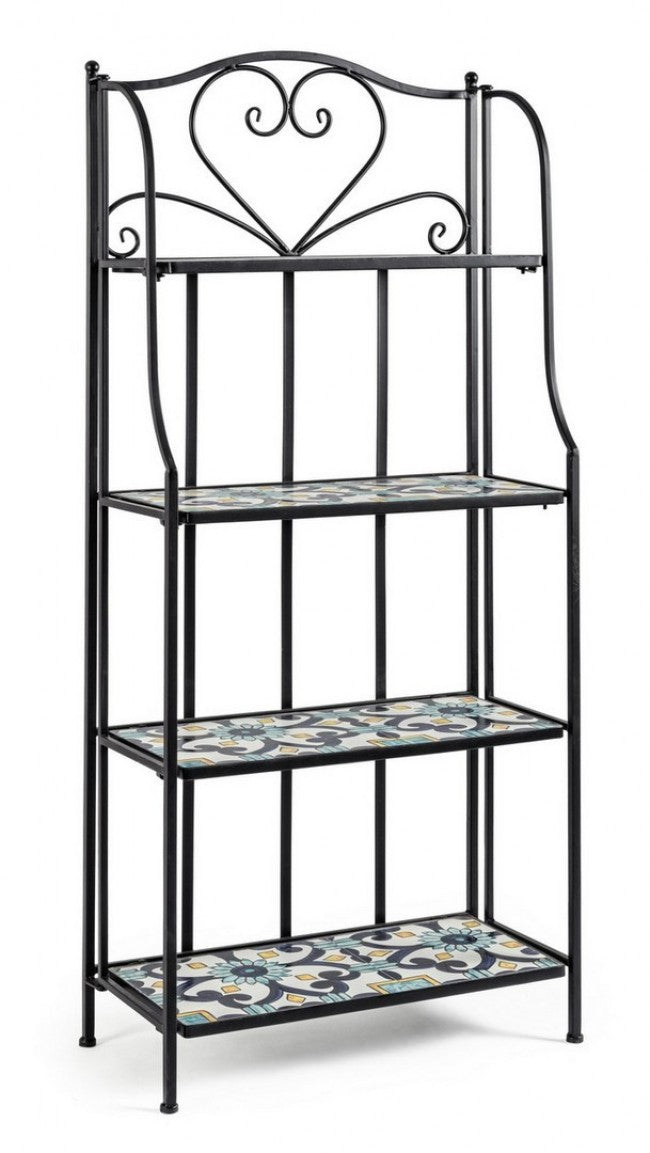 Positano klappbares Bücherregal mit 4 Regalen aus Metall im Landhausstil, 57 x 28 x 133 cm