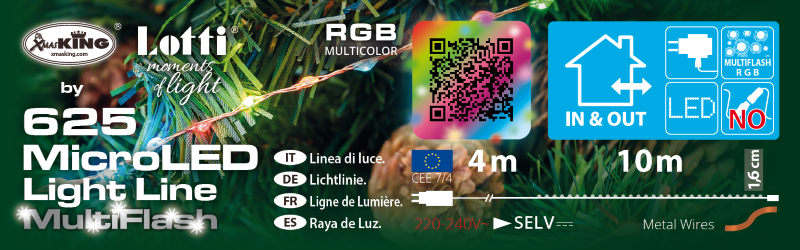 RGB 625 MicroLED Multiflash-Kette (1,6 cm) 10 m Kupferkabel