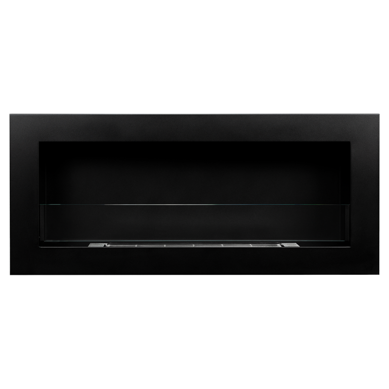 Wand- oder Einbau-Bioethanolkamin Livorno Nero L 90 x T 12 x H 40 mit Glas