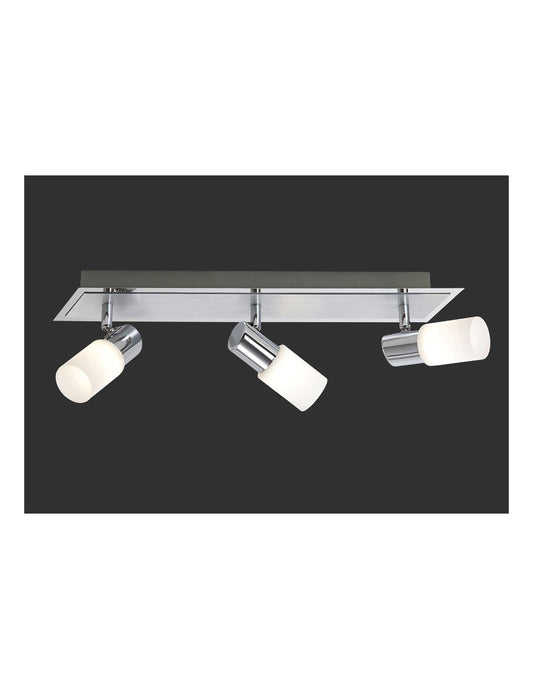Clapton Strahler 3 LED-Spots Chrom und weißes Glas L50 cm Trio Lighting