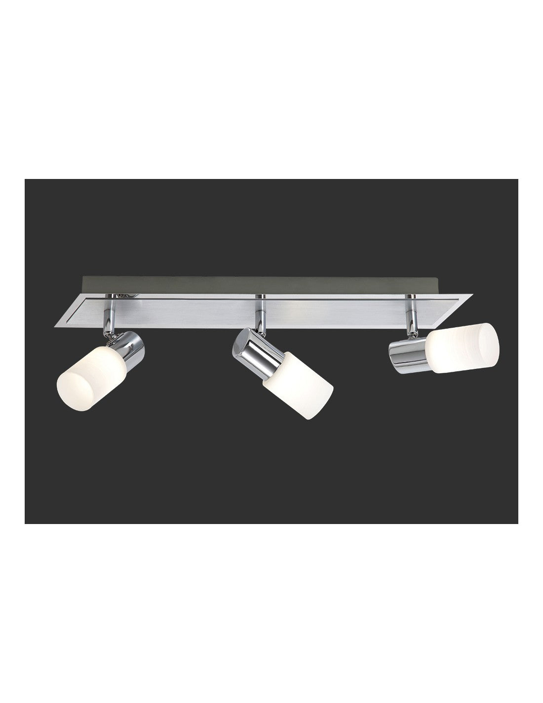 Clapton Strahler 3 LED-Spots Chrom und weißes Glas L50 cm Trio Lighting
