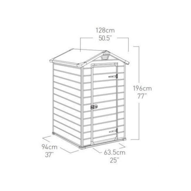 MANOR-Haus aus grauem Kunstharz, 1 Tür, inklusive Boden, 129 x 103 x H. 196 cm