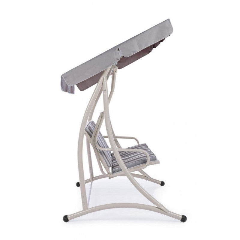 Dreisitzer-Stahlschaukel Elfenbein GRELY 190x120x h185 cm