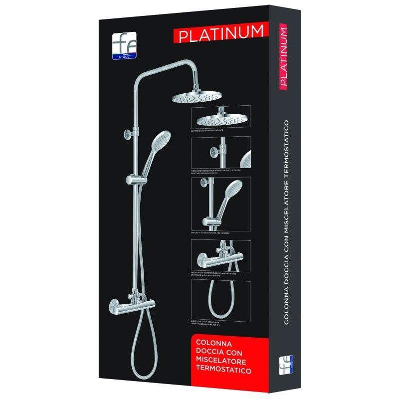 Rundes Thermostat-Duschsäulen-Set aus verchromtem Stahl