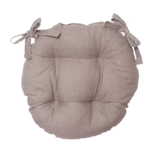 Runder Stuhlbezug mit taubengrauen Kanten