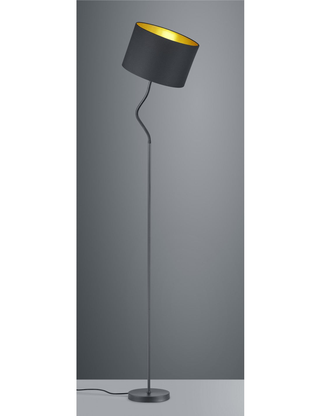Hostel Stehleuchte schwarz-goldenes Metall verstellbarer Lampenschirm H156 cm Trio Lighting