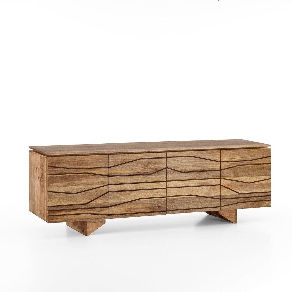 Ethnisches Sideboard aus braunem Mangoholz, 177 x 45 x H 75 cm